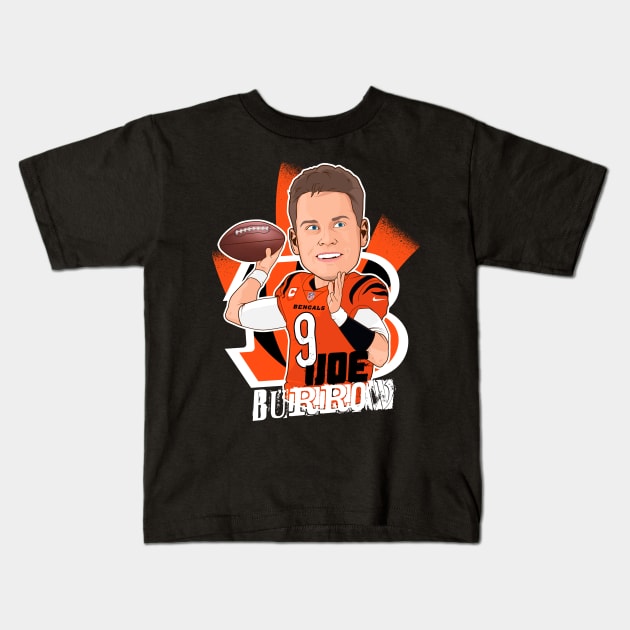 Joe Burrow Cincinnati Bengals Kids T-Shirt by portraiteam